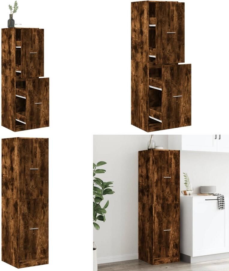 VidaXL Apothekerskast 40x41x144 5 cm bewerkt hout gerookt eikenkleurig Apothekerskast Apothekerskasten Apothekerskast Keuken Apotheekkast