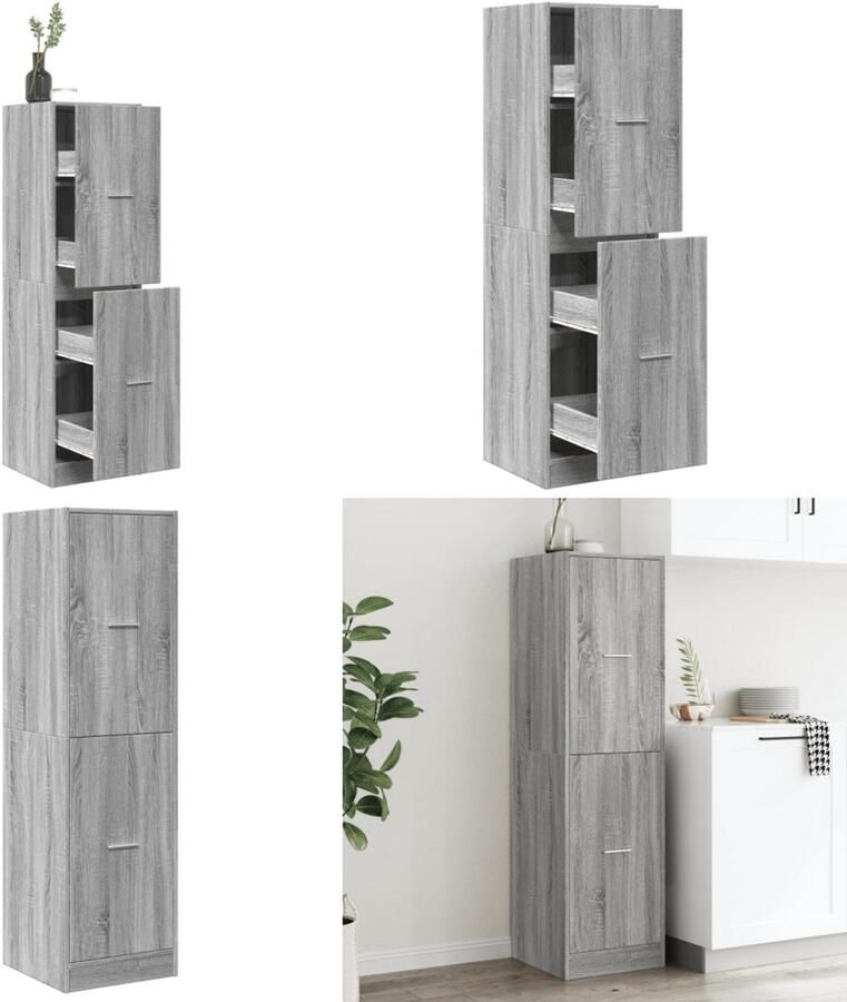 VidaXL Apothekerskast 40x41x144 5 cm bewerkt hout grijs sonoma eiken Apothekerskast Apothekerskasten Apothekerskast Keuken Apotheekkast