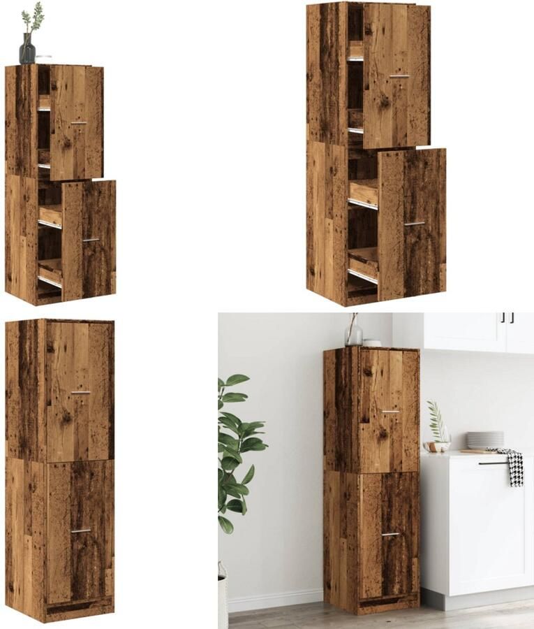VidaXL Apothekerskast 40x41x144 5 cm bewerkt hout oud houtkleurig Apothekerskast Apothekerskasten Apothekerskast Keuken Apotheekkast