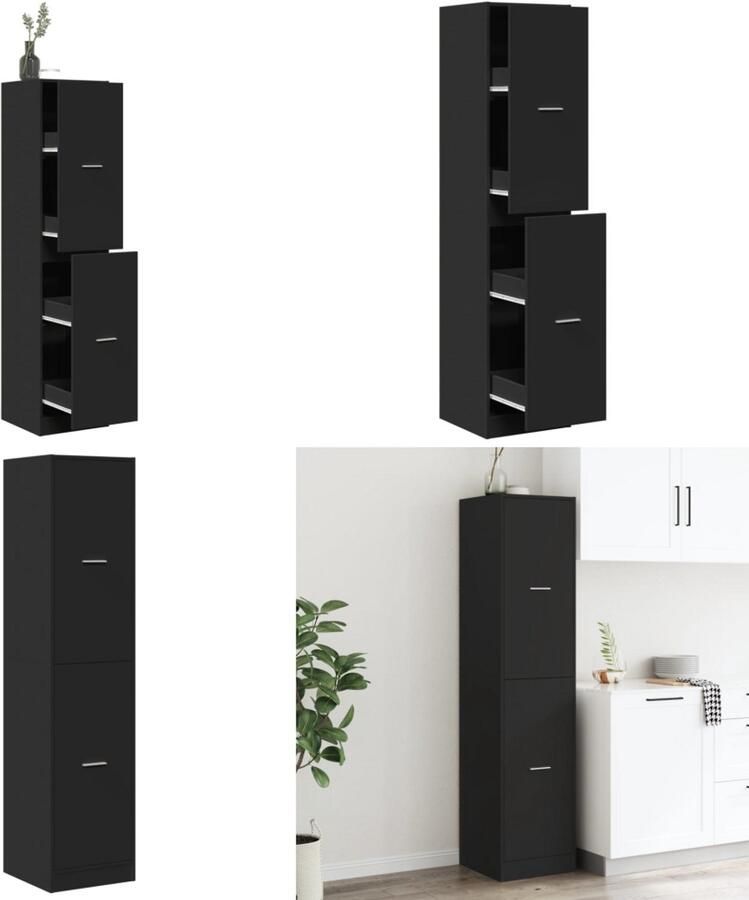VidaXL Apothekerskast 40x41x174 5 cm bewerkt hout zwart Apothekerskast Apothekerskasten Apothekerskast Keuken Apotheekkast