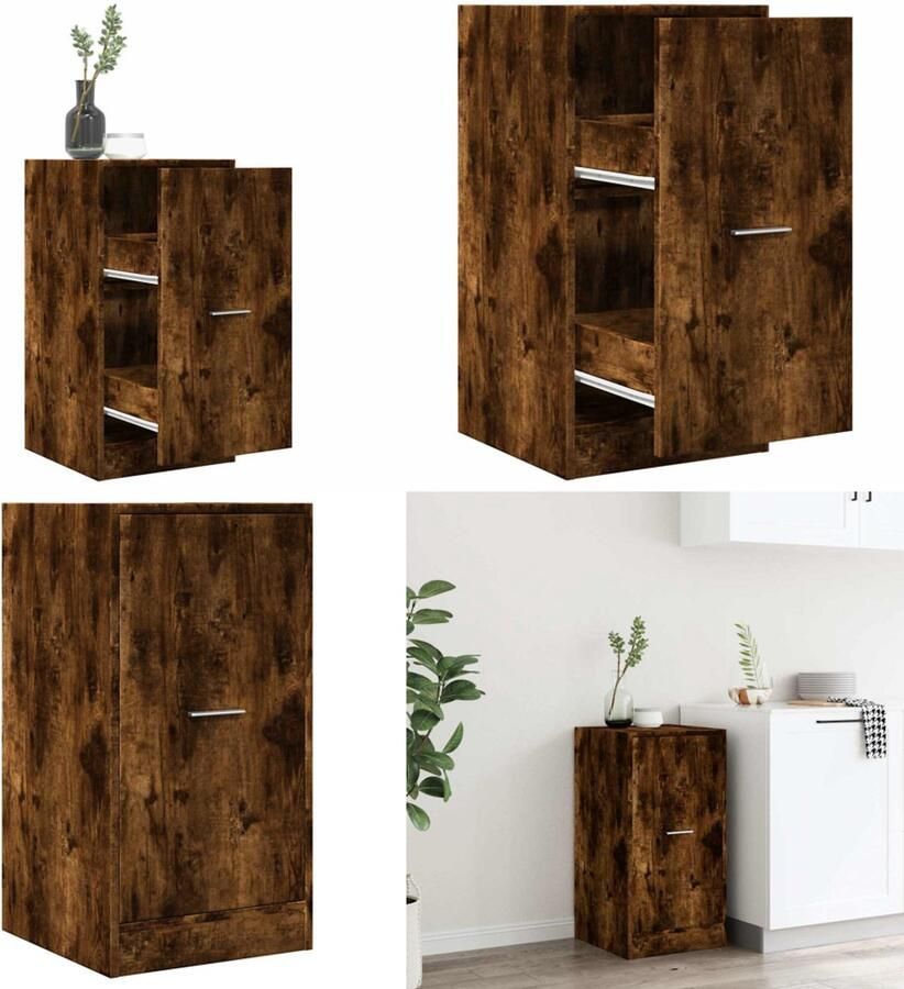 VidaXL Apothekerskast 40x41x77 5 cm bewerkt hout gerookt eikenkleurig Apothekerskast Apothekerskasten Apothekerskast Keuken Apotheekkast
