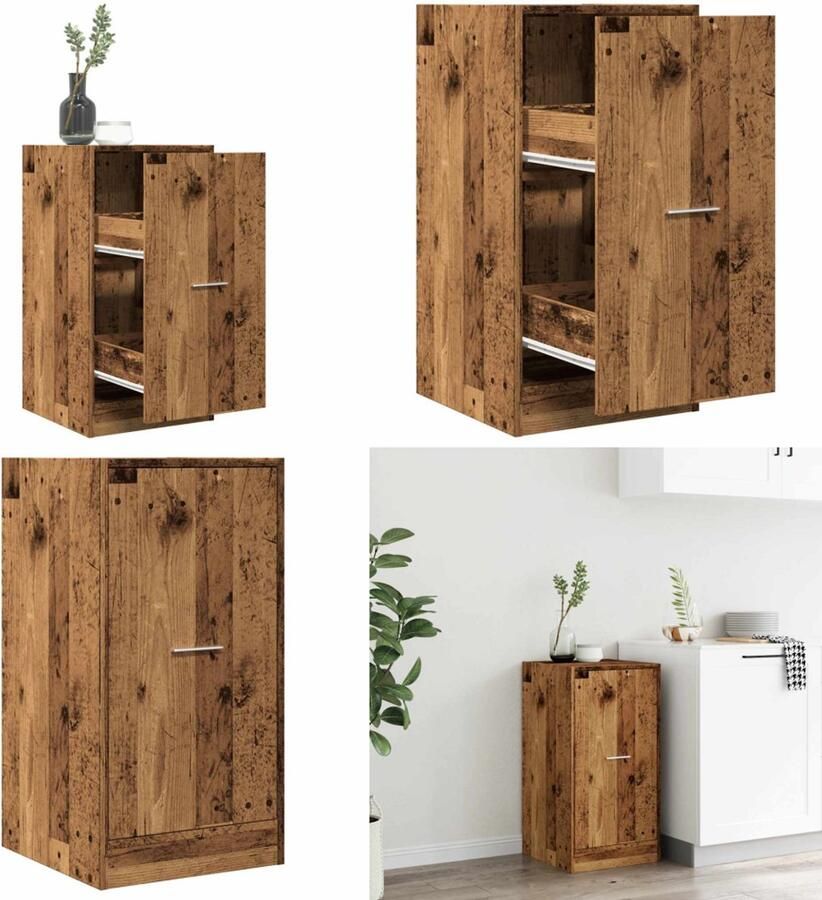 VidaXL Apothekerskast 40x41x77 5 cm bewerkt hout oud houtkleurig Apothekerskast Apothekerskasten Apothekerskast Keuken Apotheekkast