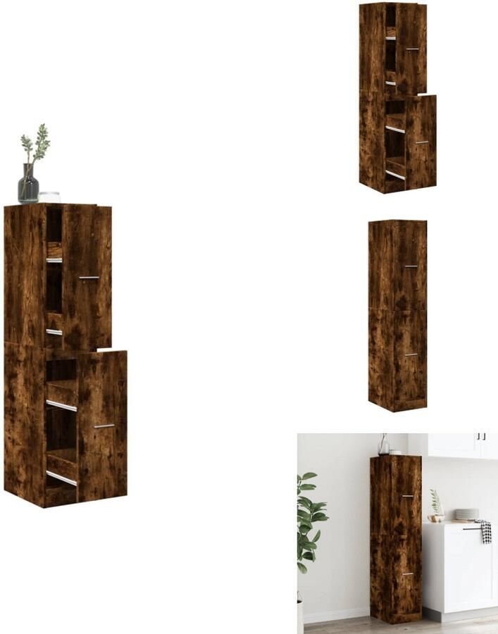 VidaXL Apothekerskast Apothekerskasten Apothekerskast Keuken Apotheekkast Apothekerskast 30x41x144 5 cm bewerkt hout gerookt eikenkleurig