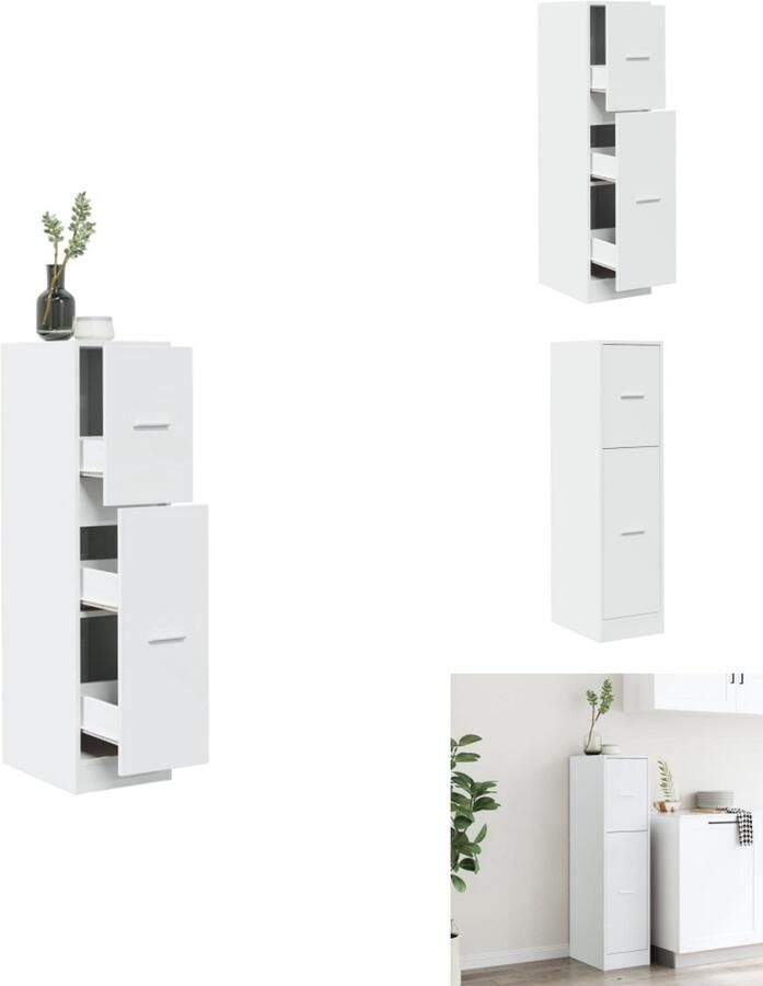 VidaXL Apothekerskast Apothekerskasten Apothekerskast Keuken Apotheekkast Apothekerskast 30x41x118 cm bewerkt hout wit