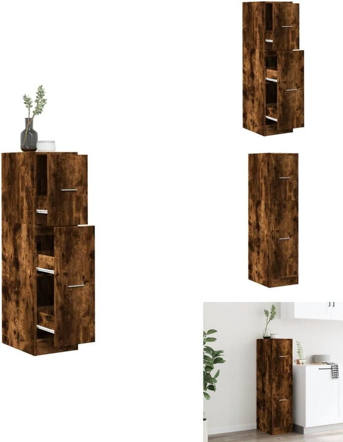 VidaXL Apothekerskast Apothekerskasten Apothekerskast Keuken Apotheekkast Apothekerskast 30x41x118 cm bewerkt hout gerookt eikenkleurig
