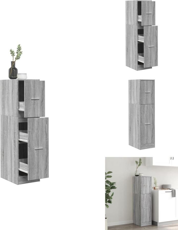 VidaXL Apothekerskast Apothekerskasten Apothekerskast Keuken Apotheekkast Apothekerskast 30x41x118 cm bewerkt hout grijs sonoma eiken