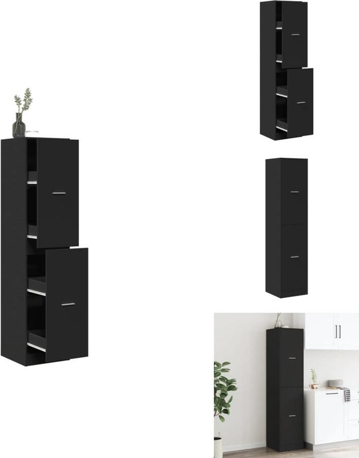 VidaXL Apothekerskast Apothekerskasten Apothekerskast Keuken Apotheekkast Apothekerskast 40x41x174 5 cm bewerkt hout zwart