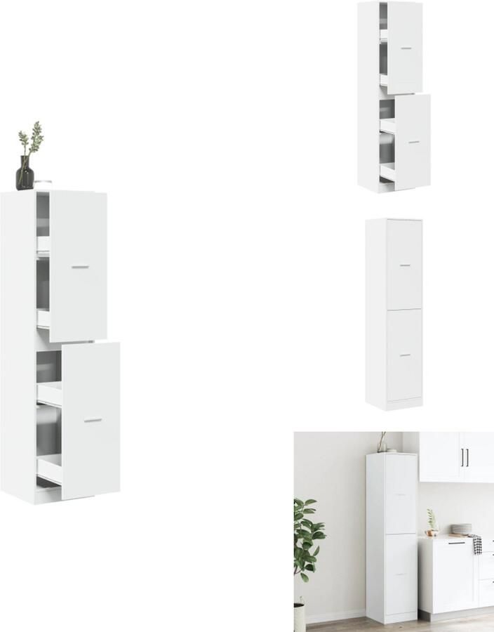 VidaXL Apothekerskast Apothekerskasten Apothekerskast Keuken Apotheekkast Apothekerskast 40x41x174 5 cm bewerkt hout wit