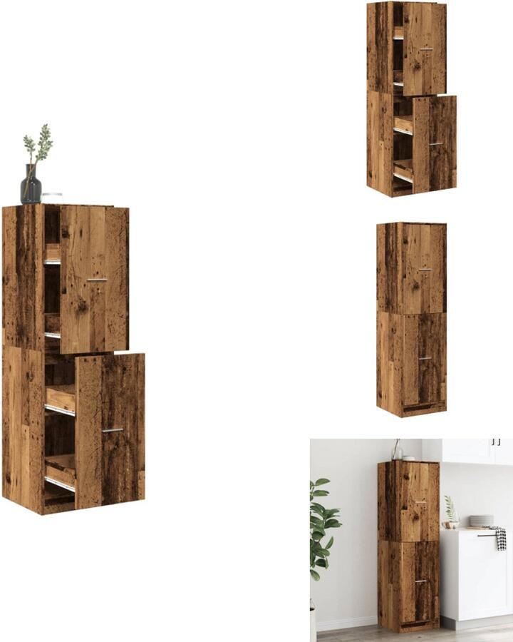 VidaXL Apothekerskast Apothekerskasten Apothekerskast Keuken Apotheekkast Apothekerskast 40x41x144 5 cm bewerkt hout oud houtkleurig