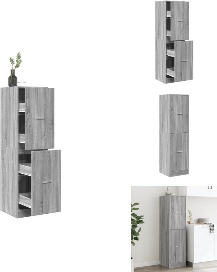VidaXL Apothekerskast Apothekerskasten Apothekerskast Keuken Apotheekkast Apothekerskast 40x41x144 5 cm bewerkt hout grijs sonoma eiken
