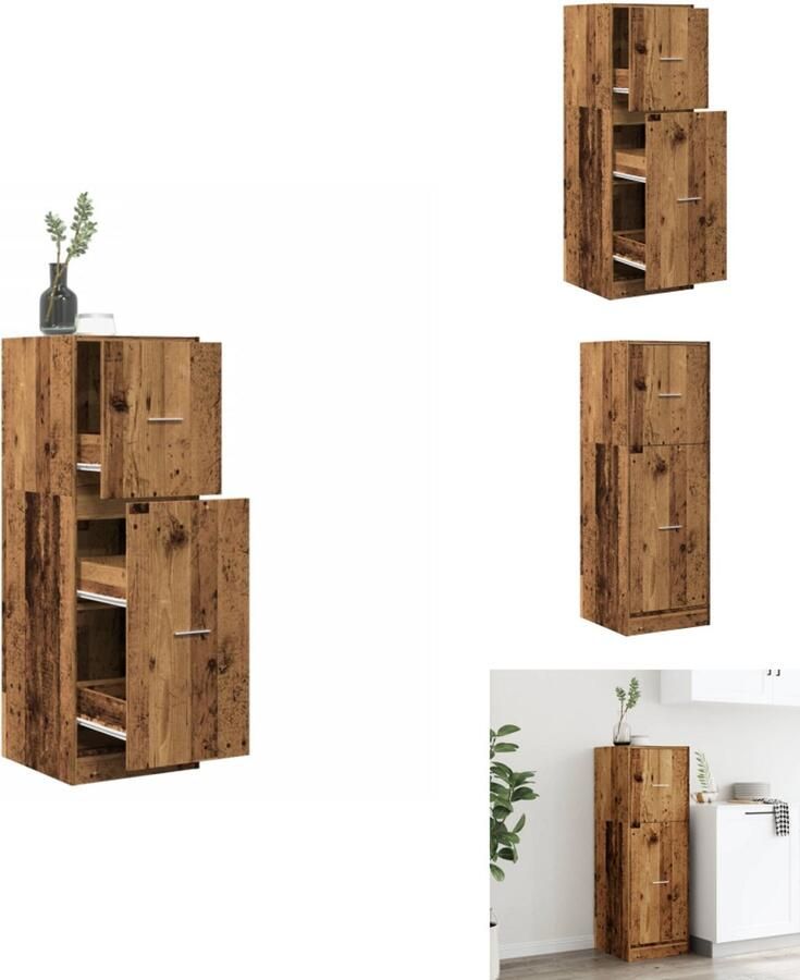 VidaXL Apothekerskast Apothekerskasten Apothekerskast Keuken Apotheekkast Apothekerskast 40x41x118 cm bewerkt hout oud houtkleurig