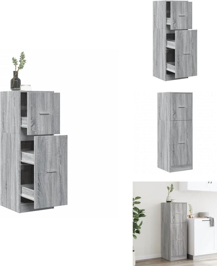 VidaXL Apothekerskast Apothekerskasten Apothekerskast Keuken Apotheekkast Apothekerskast 40x41x118 cm bewerkt hout grijs sonoma eiken