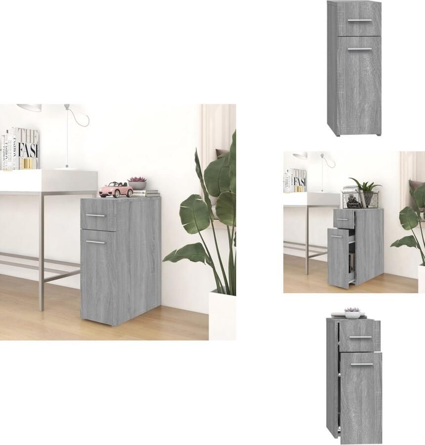 VidaXL Apothekerskast Apothekerskasten Kast Opbergkast Apothekerskast 20x45 5x60 cm bewerkt hout grijs sonoma eiken