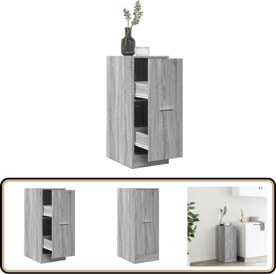 VidaXL Apothekerskast Grijs Sonoma Eiken 2 Lades Apothekerskast Apothekerskasten Apothekerskast Keuken Apotheekkast