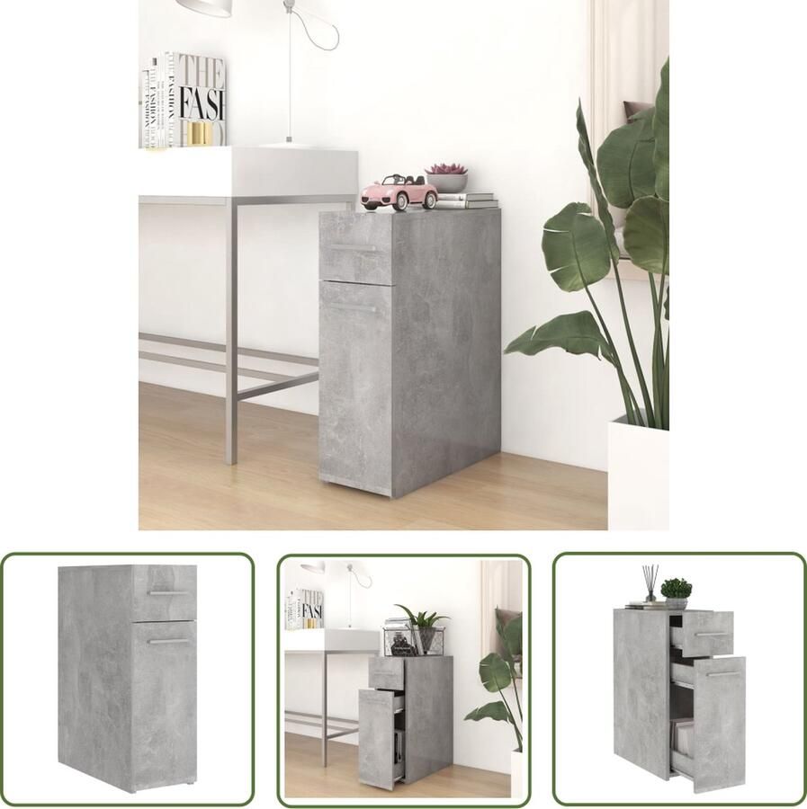 The Living Store Opbergkast betongrijs 20 x 45.5 x 60 cm stabiel en stevig Opbergkast Apothekerskast Houten Kast Grijze Kast Betonnen Kast - Foto 2