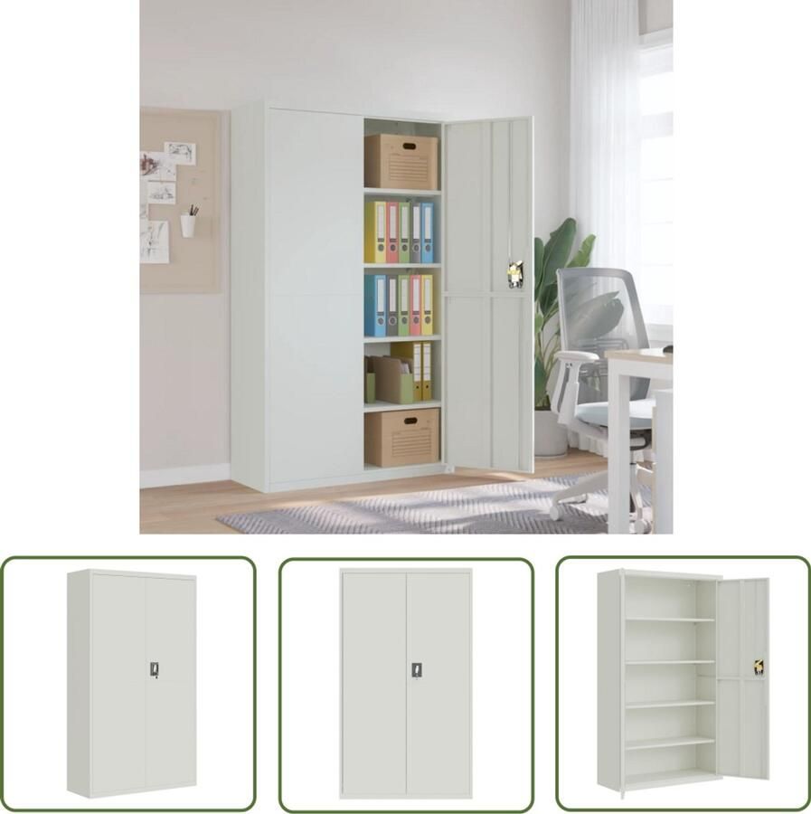 VidaXL Archiefkast 105x40x180 cm Lichtgrijs Staal Archiefkaart Kantooroplossing Opslagkast Metalen Kast Staalkast Grijze Kast Archivage
