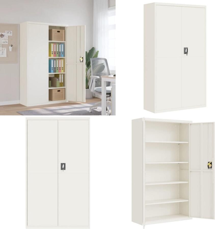 VidaXL Archiefkast 105x40x180 cm staal wit Archiefkast Archiefkasten Opbergkast Kantoorkast