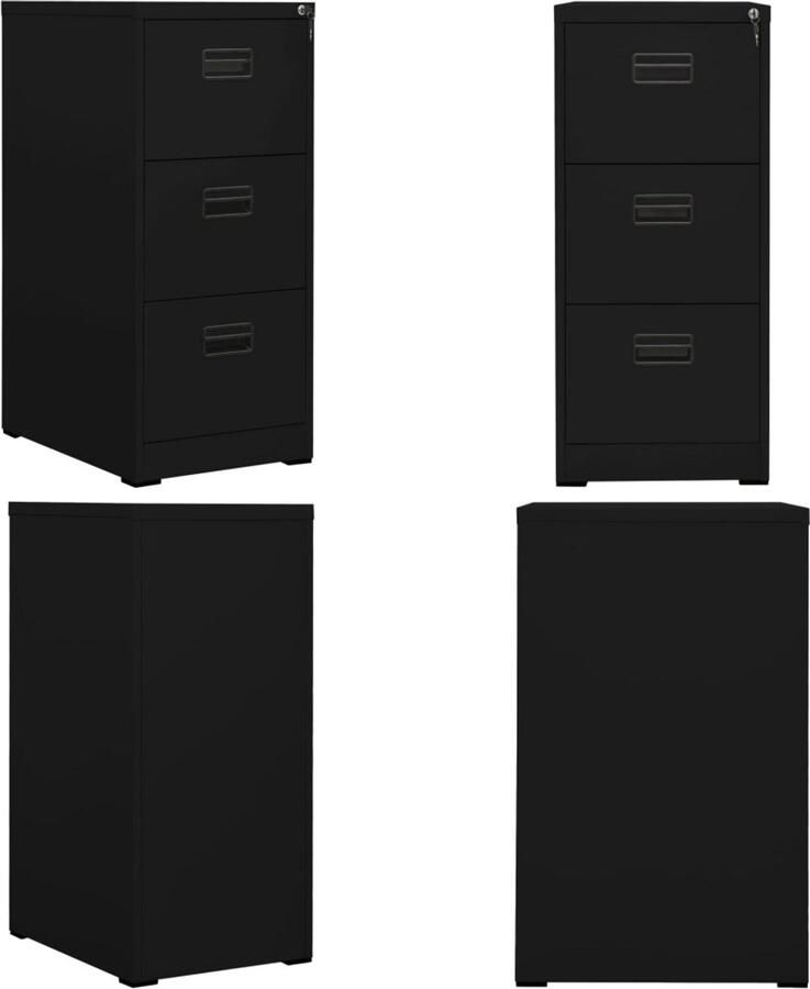 VidaXL Archiefkast 46x62x102 5 cm staal zwart Ladeblok Ladeblokken Ladenblok Verrijdbaar Ladeblok