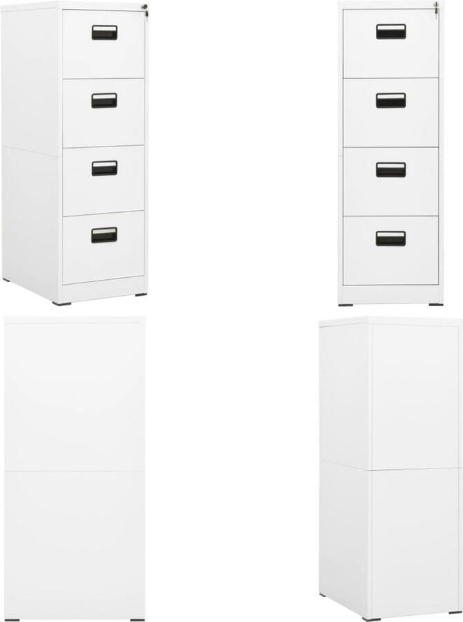 VidaXL Archiefkast 46x62x133 cm staal wit Ladeblok Ladeblokken Ladenblok Ladenblokken