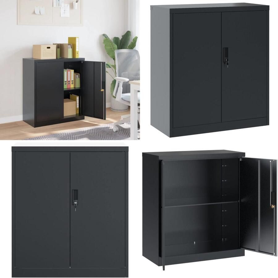 VidaXL Archiefkast 79x40x90 cm staal antracietkleurig Archiefkast Archiefkasten Opbergkast Kantoorkast