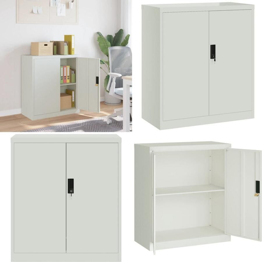 VidaXL Archiefkast 79x40x90 cm staal lichtgrijs Archiefkast Archiefkasten Opbergkast Kantoorkast