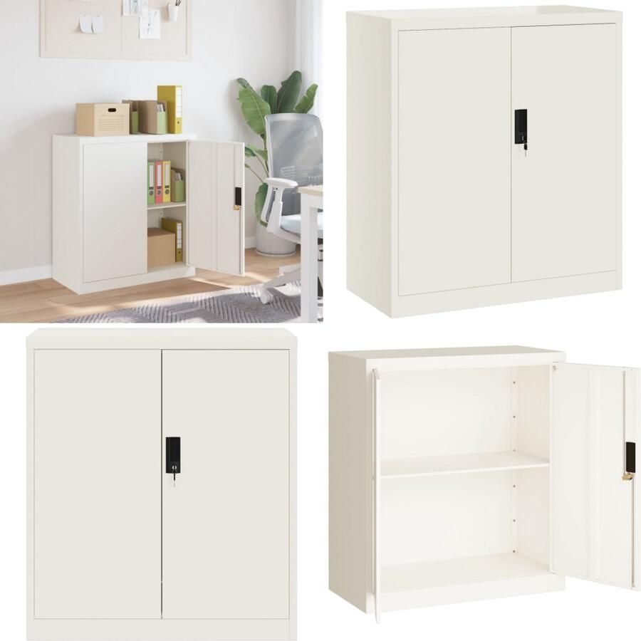 VidaXL Archiefkast 79x40x90 cm staal wit Archiefkast Archiefkasten Opbergkast Kantoorkast