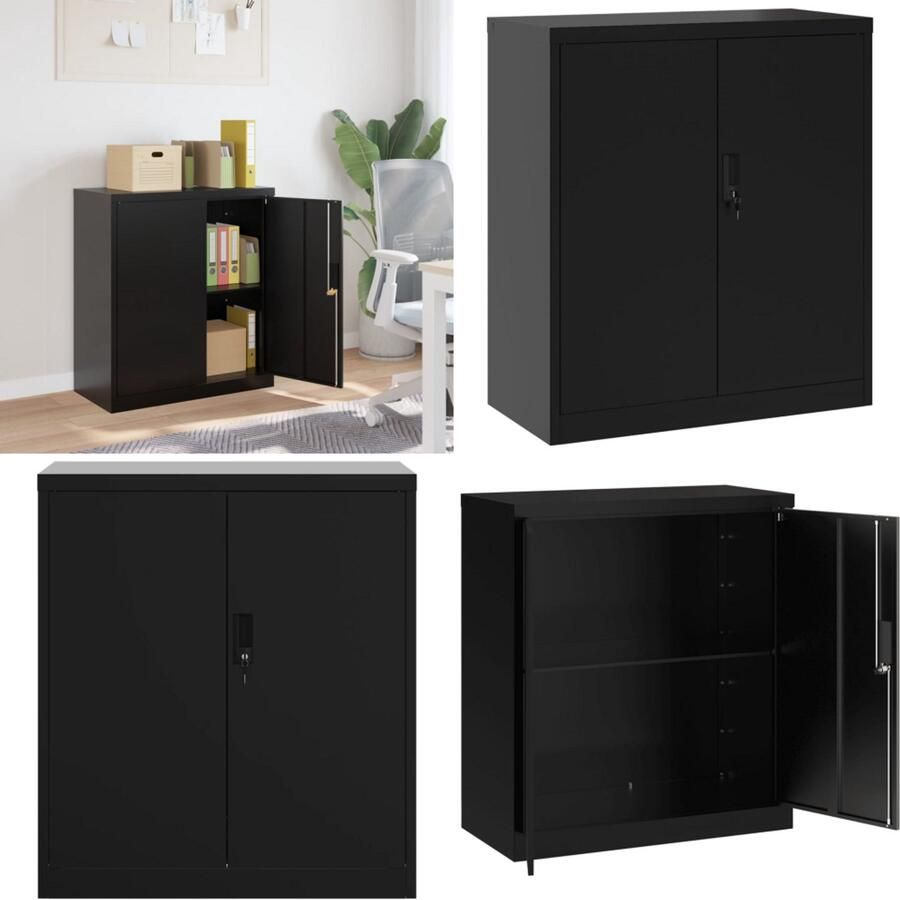 VidaXL Archiefkast 79x40x90 cm staal zwart Archiefkast Archiefkasten Opbergkast Kantoorkast