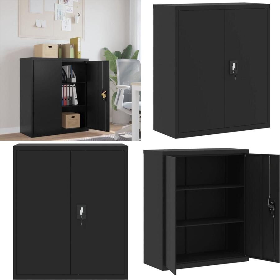 VidaXL Archiefkast 90x40x105 cm staal zwart Archiefkast Archiefkasten Opbergkast Kantoorkast