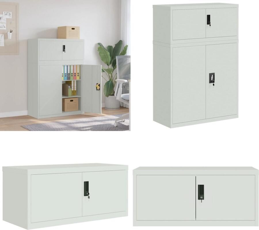 VidaXL Archiefkast 90x40x130 cm staal lichtgrijs Archiefkast Archiefkasten Opbergkast Kantoorkast