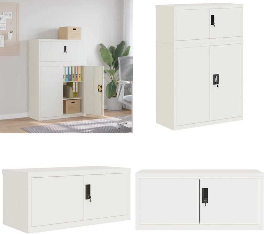 VidaXL Archiefkast 90x40x130 cm staal wit Archiefkast Archiefkasten Opbergkast Kantoorkast