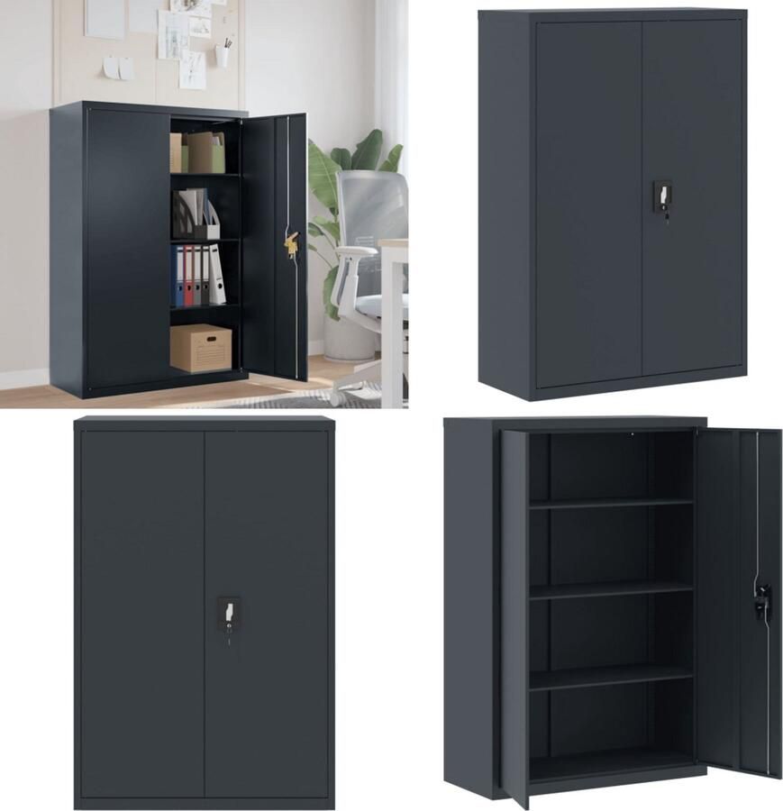 VidaXL Archiefkast 90x40x140 cm staal antracietkleurig Archiefkast Archiefkasten Opbergkast Kantoorkast