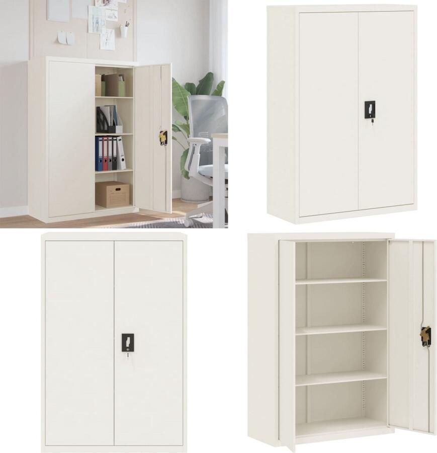 VidaXL Archiefkast 90x40x140 cm staal wit Archiefkast Archiefkasten Opbergkast Kantoorkast