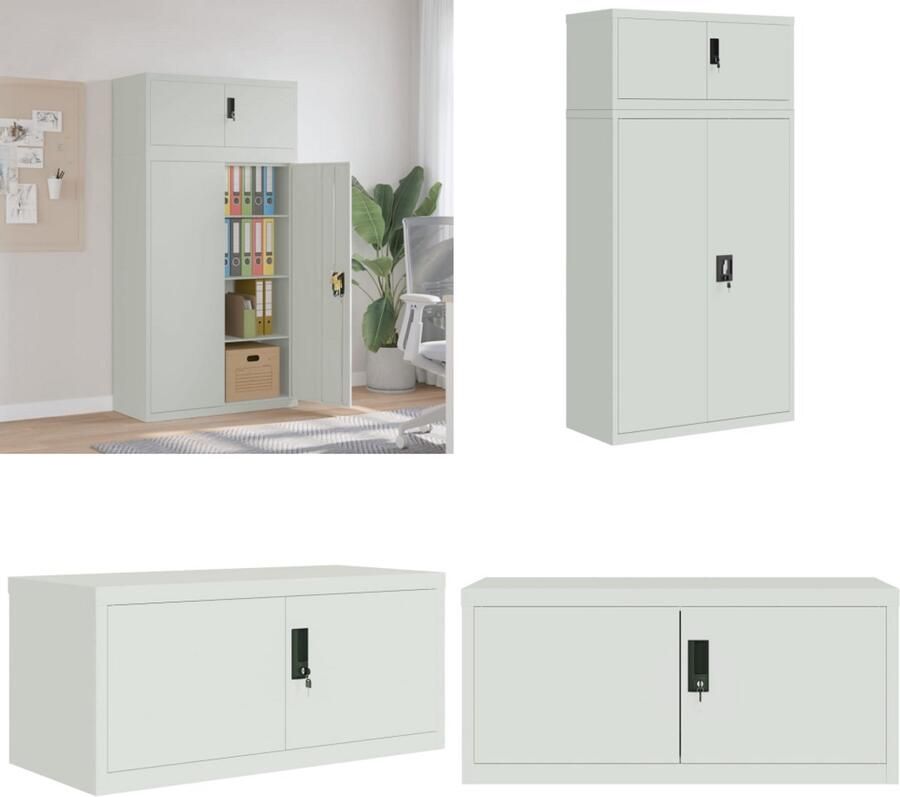VidaXL Archiefkast 90x40x180 cm staal lichtgrijs Archiefkast Archiefkasten Opbergkast Kantoorkast