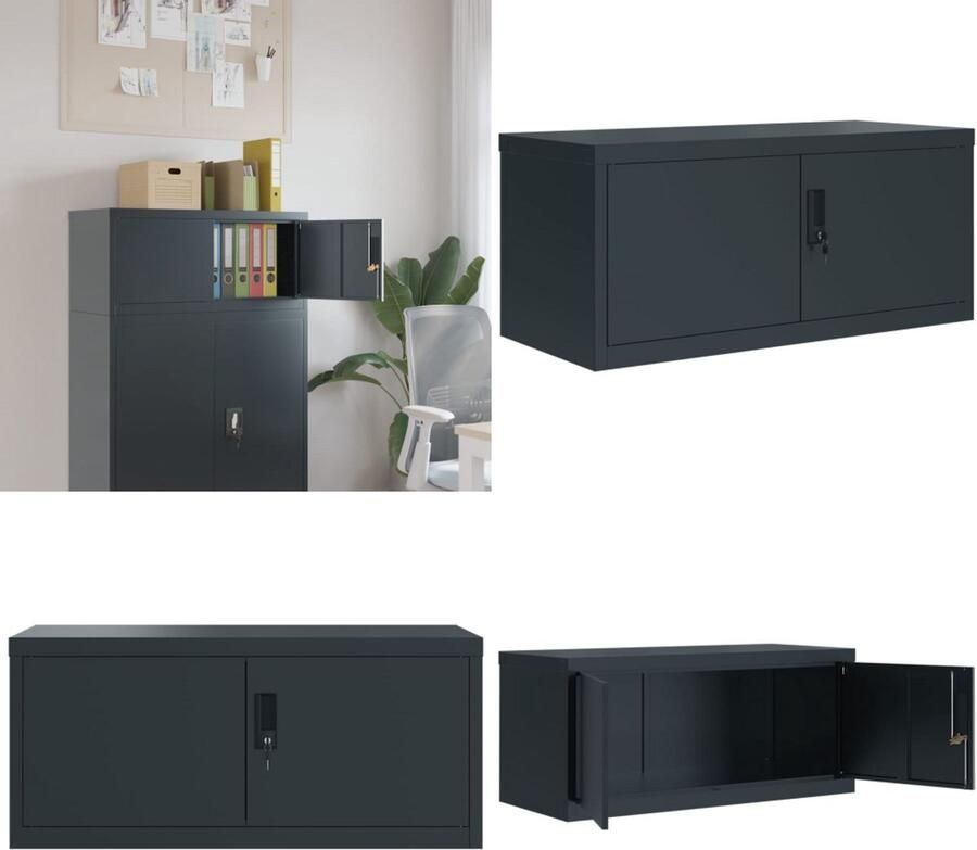 VidaXL Archiefkast 90x40x40 cm staal antracietkleurig Archiefkast Archiefkasten Opbergkast Kantoorkast