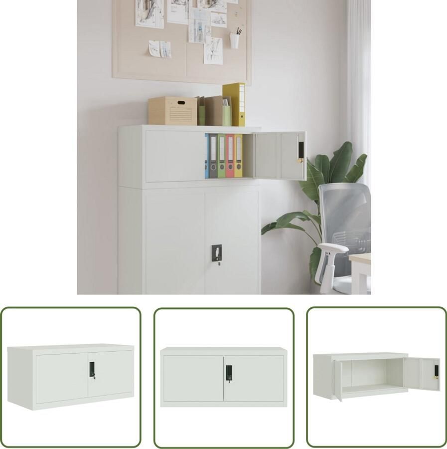 VidaXL Archiefkast 90x40x40 cm staal lichtgrijs - Foto 2