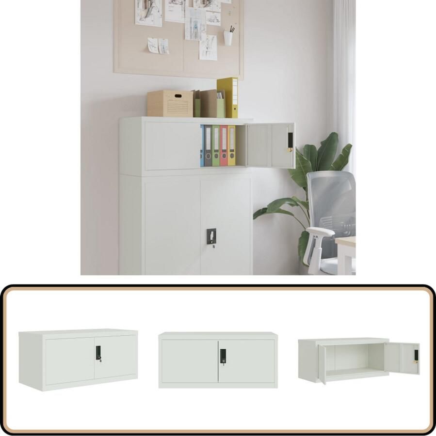 The Living Store Archiefkast Staal Kantoormeubel 90x40x40 cm Lichtgrijs Archiefkast Kasten Opbergkast Kantooraccessoires Staalkast