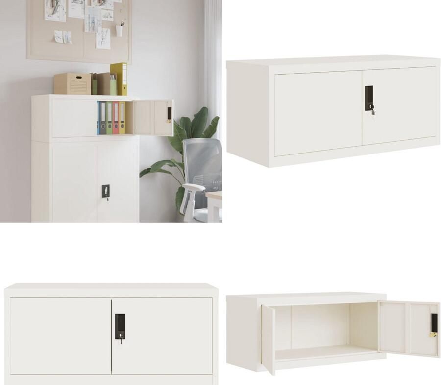 VidaXL Archiefkast 90x40x40 cm staal wit Archiefkast Archiefkasten Opbergkast Kantoorkast