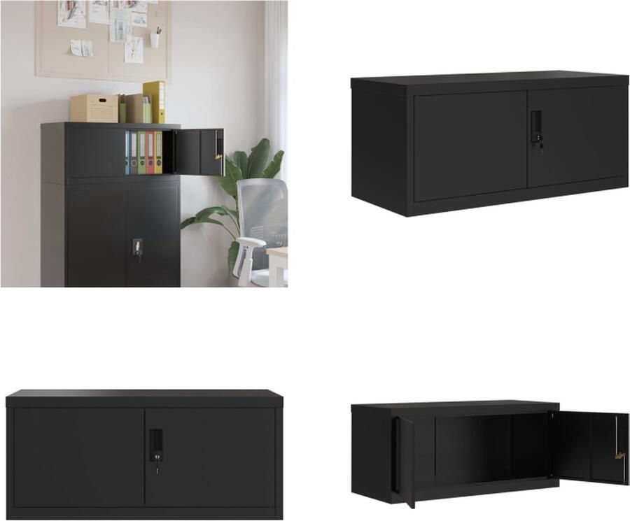 VidaXL -Archiefkast-90x40x40-cm-staal-zwart Archiefkast Archiefkasten Opbergkast Kantoorkast