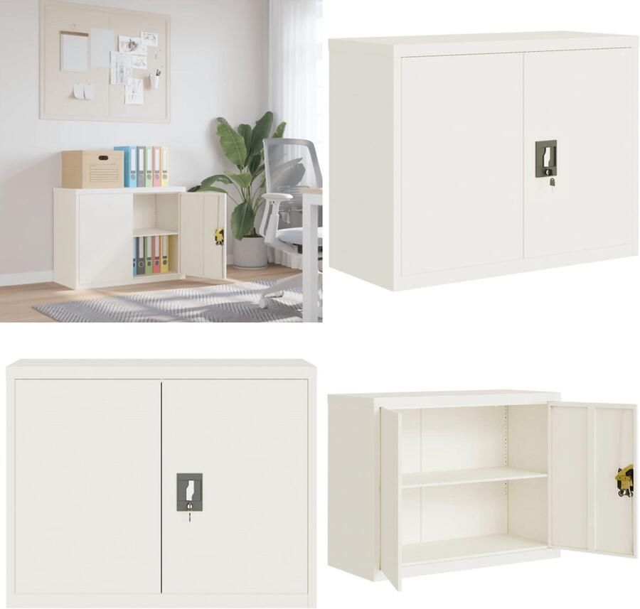 VidaXL Archiefkast 90x40x70 cm staal wit Archiefkast Archiefkasten Opbergkast Kantoorkast