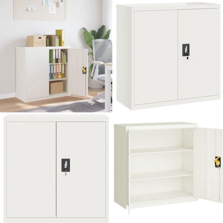 VidaXL Archiefkast 90x40x90 cm staal wit Archiefkast Archiefkasten Opbergkast Kantoorkast