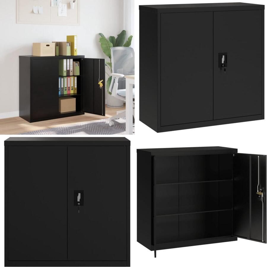 VidaXL Archiefkast 90x40x90 cm staal zwart Archiefkast Archiefkasten Opbergkast Kantoorkast
