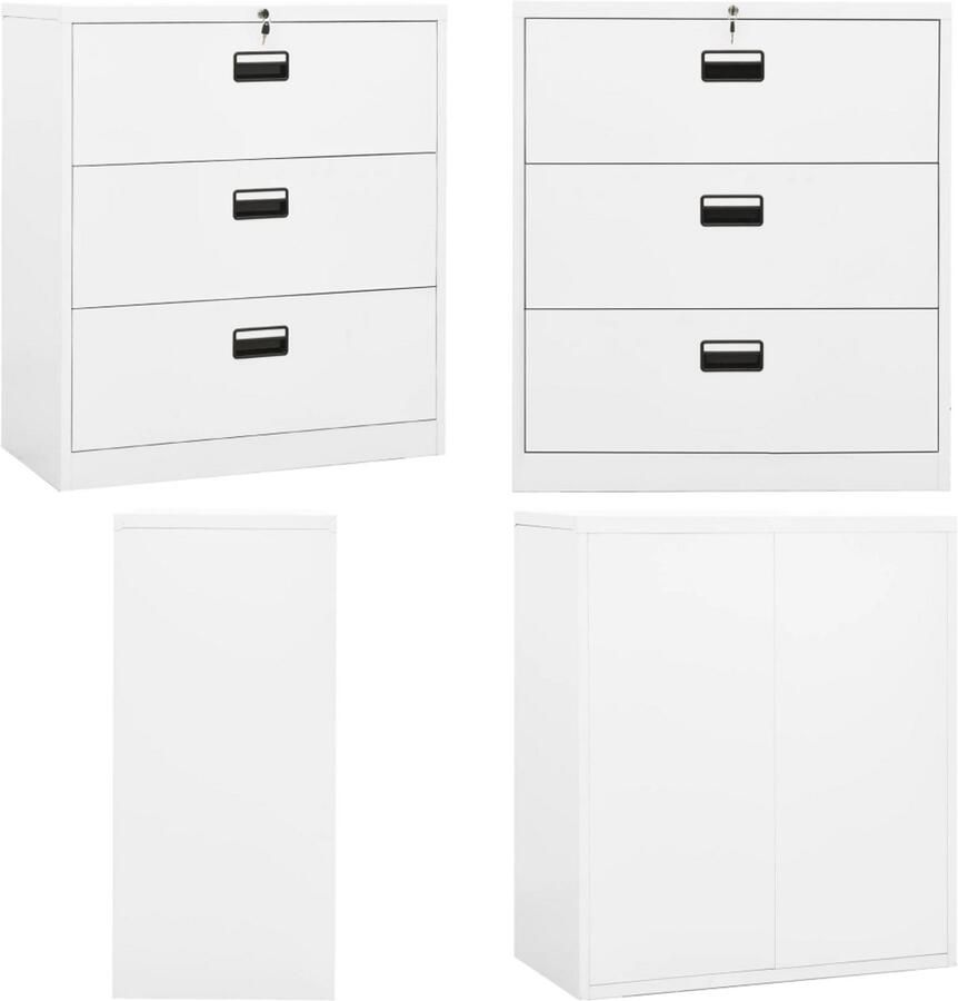 VidaXL Archiefkast 90x46x103 cm staal wit Ladeblok Ladeblokken Ladenblok Ladenblokken