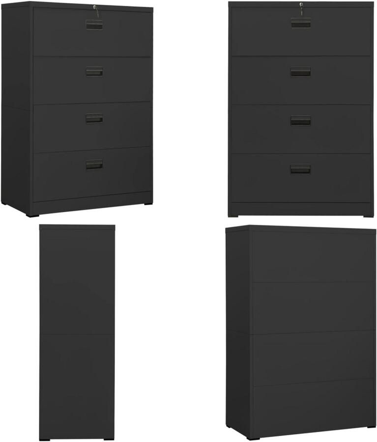 VidaXL -Archiefkast-90x46x134-cm-staal-antracietkleurig - Foto 3