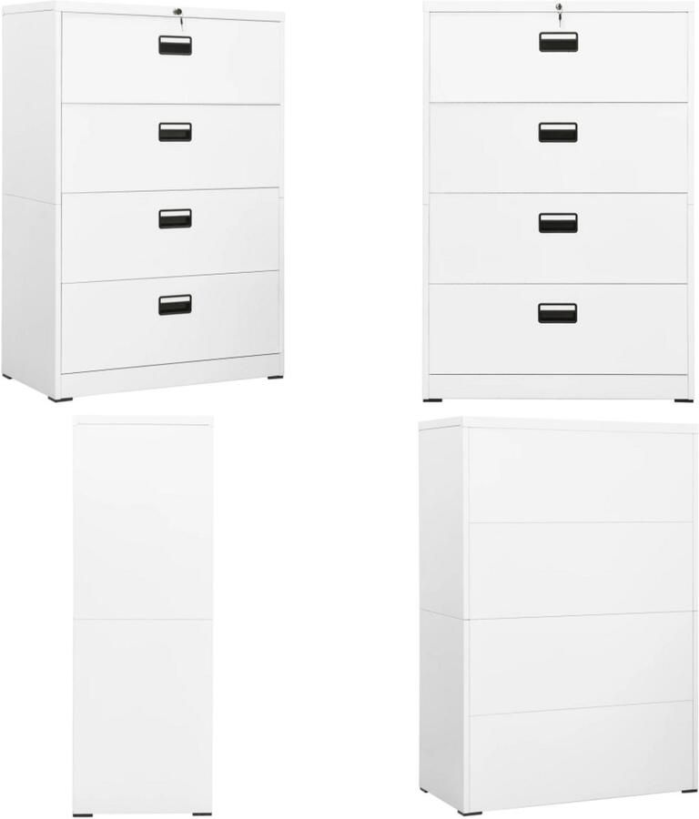 VidaXL Archiefkast 90x46x134 cm staal wit Ladeblok Ladeblokken Ladenblok Ladenblokken