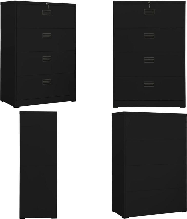 VidaXL Archiefkast 90x46x134 cm staal zwart Ladeblok Ladeblokken Ladenblok Ladenblokken