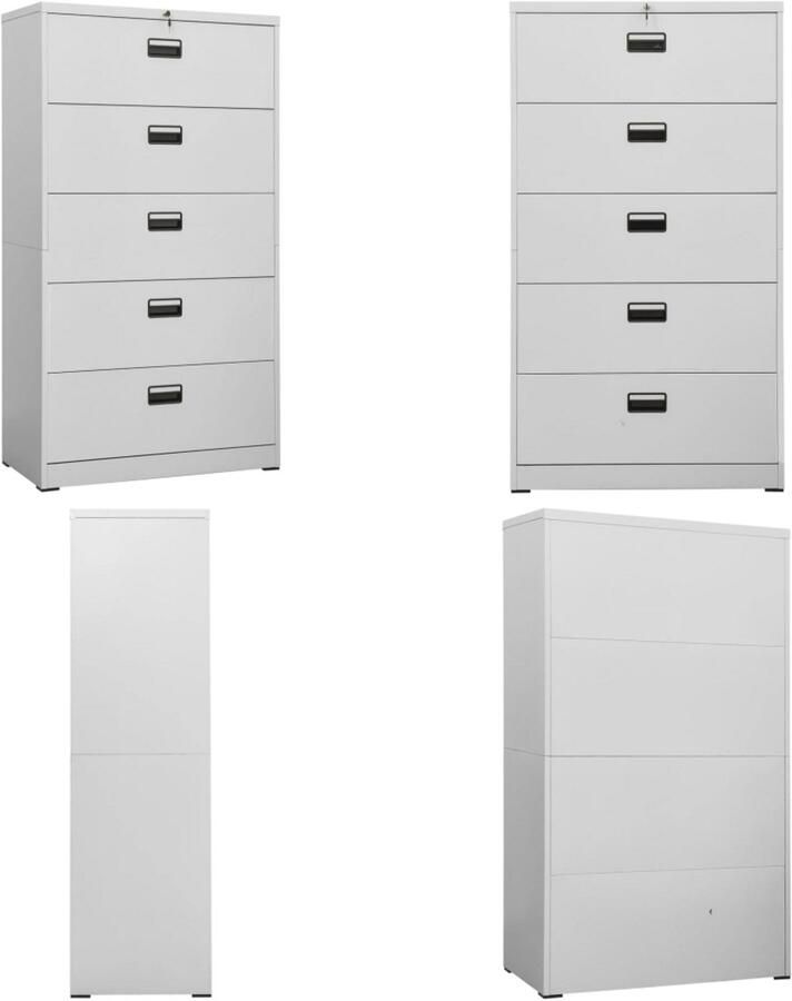 VidaXL Archiefkast 90x46x164 cm staal lichtgrijs Ladeblok Ladeblokken Ladenblok Ladenblokken