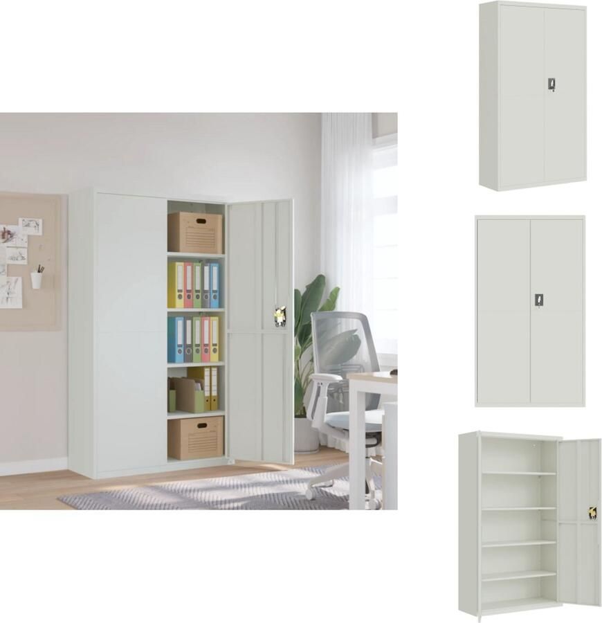VidaXL Archiefkast Archiefkasten Opbergkast Kantoorkast Archiefkast 105x40x180 cm staal lichtgrijs