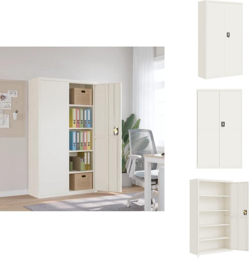 VidaXL Archiefkast Archiefkasten Opbergkast Kantoorkast Archiefkast 105x40x180 cm staal wit