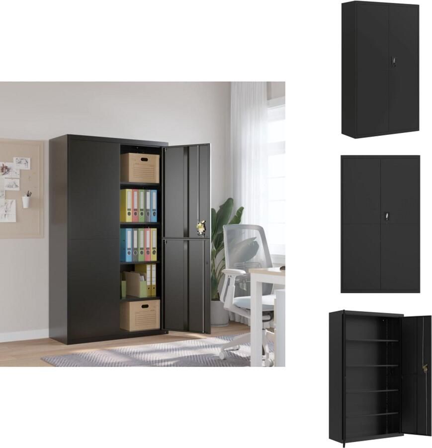 VidaXL -Archiefkast-105x40x180-cm-staal-zwart - Foto 2