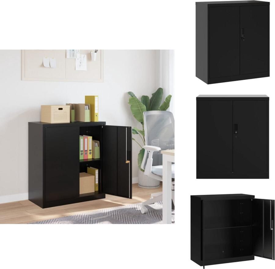 VidaXL Archiefkast Archiefkasten Opbergkast Kantoorkast Archiefkast 79x40x90 cm staal zwart